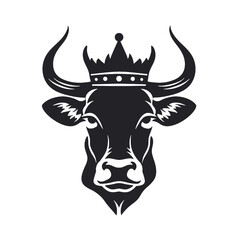 cow head logo silhouette vector