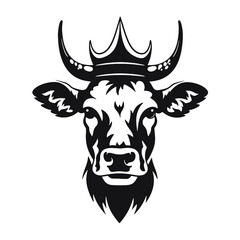 cow head logo silhouette vector