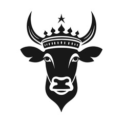 cow head logo silhouette vector