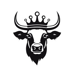 cow head logo silhouette vector