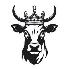 cow head logo silhouette vector