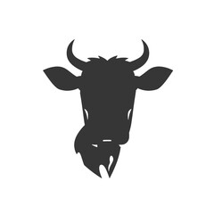 cow head logo silhouette vector