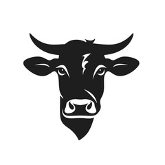 cow head logo silhouette vector