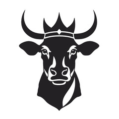 cow head logo silhouette vector
