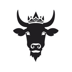 cow head logo silhouette vector