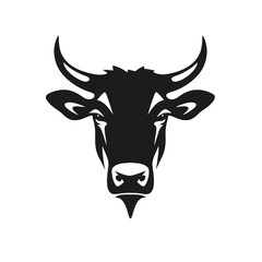 cow head logo silhouette vector