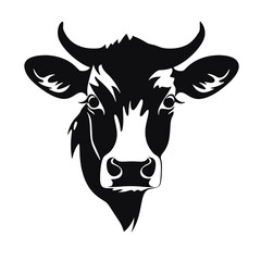cow head logo silhouette vector