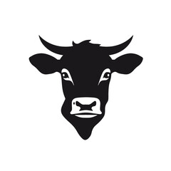 cow head logo silhouette vector