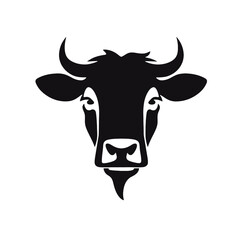 cow head logo silhouette vector