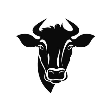 cow head logo silhouette vector