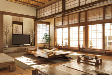 Japanese interior design of modern living room