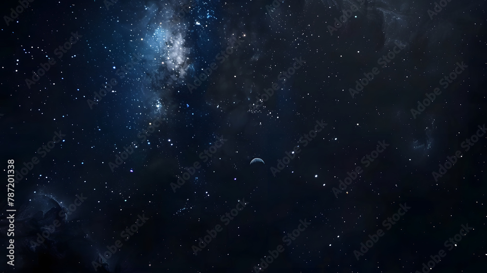 Poster milky way galaxy with star and space dust in the universe and deep planet night sky background with 