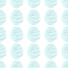 Seamless pattern with easter eggs, hand drawn illustration in watercolor style