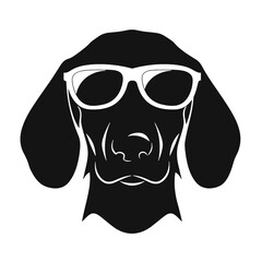 Dachshund dog. Vector black silhouette.