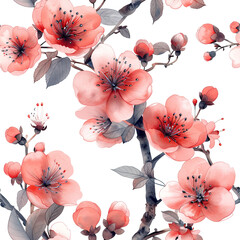 Seamless flowers pattern, watercolor floral background. Vector illustration.sakura seamless pattern white pink flower petal texture background