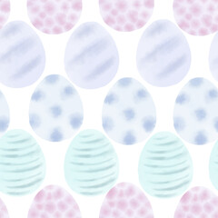 Seamless pattern with easter eggs, hand drawn illustration in watercolor style