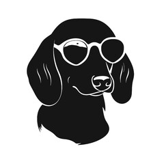 Dachshund dog. Vector black silhouette.