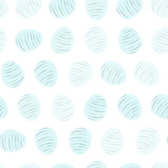 Seamless pattern with easter eggs, hand drawn illustration in watercolor style