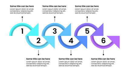 Infographic template. Arrows in a row with 6 steps