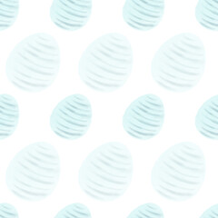 Seamless pattern with easter eggs, hand drawn illustration in watercolor style