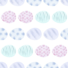 Seamless pattern with easter eggs, hand drawn illustration in watercolor style