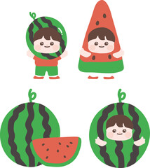 여름 수박 어린이 캐릭터
