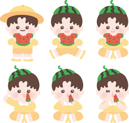 여름 수박 어린이 캐릭터