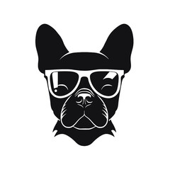 Handsome Black French Bulldog Logo 