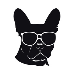 Handsome Black French Bulldog Logo 