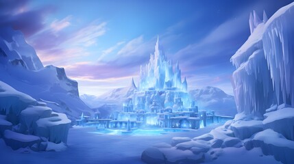 Experience a magical winter tugether party with AI-generated ice castles, snow elves, and aurora borealis in a celebration of frosty enchantment - obrazy, fototapety, plakaty