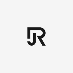 RJ or JR monogram logo - black and white. - obrazy, fototapety, plakaty