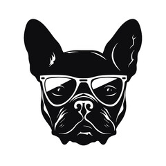 Portrait of french bulldog wearing sunglasses