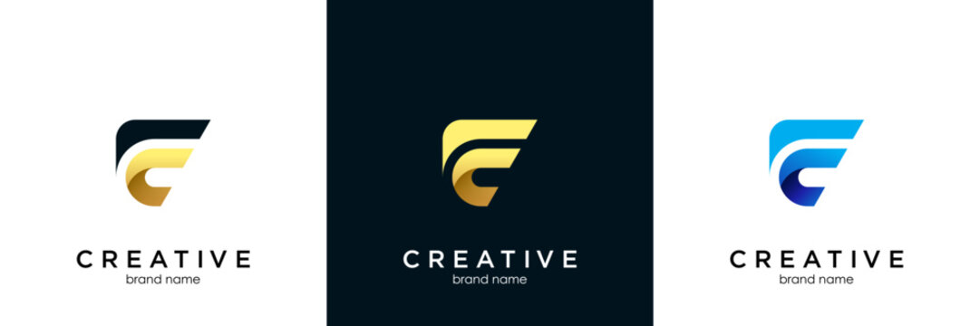Letter F logo set