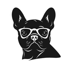 Portrait of french bulldog wearing sunglasses