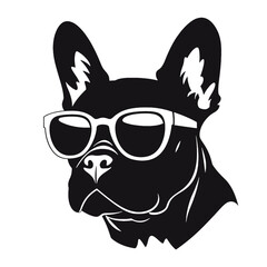 Portrait of french bulldog wearing sunglasses