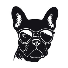 Portrait of french bulldog wearing sunglasses