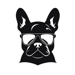 Portrait of french bulldog wearing sunglasses