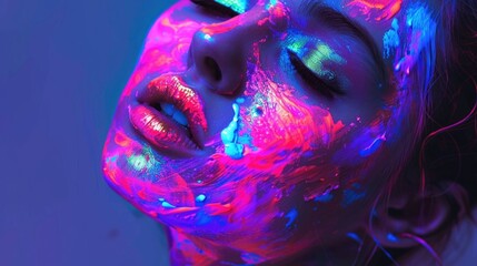 Glowing neon under blacklight makeup