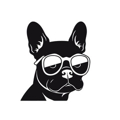 Portrait of french bulldog wearing sunglasses