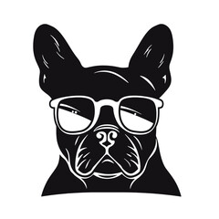 Portrait of french bulldog wearing sunglasses