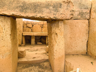 Photo of the old historical object in Malta, Hagar quim temples, minajdra temples in the island of Malta near the sea
