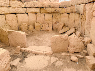 Photo of the old historical object in Malta, Hagar quim temples, minajdra temples in the island of Malta near the sea