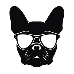 french bulldog wear sunglasses logo icon design vector illustration