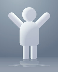 people icon person symbol for infographic human figure with raising up hands vertical