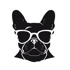 french bulldog wear sunglasses logo icon design vector illustration