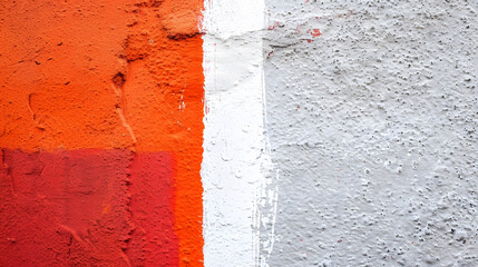 Closeup of colorful gray orange red urban wall texture with white white paint stroke Modern pattern...