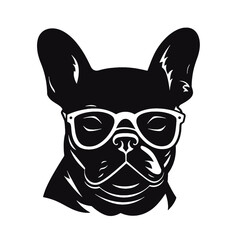 french bulldog wear sunglasses logo icon design vector illustration