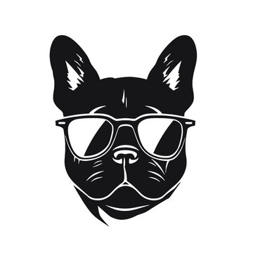 french bulldog wear sunglasses logo icon design vector illustration