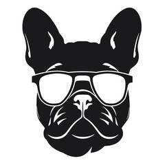 french bulldog wear sunglasses logo icon design vector illustration