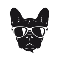 french bulldog wear sunglasses logo icon design vector illustration